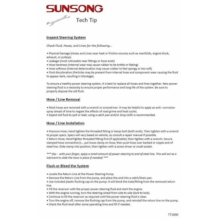 Power Steering Pressure Line Hose Assembly, #Sunsong 3403091